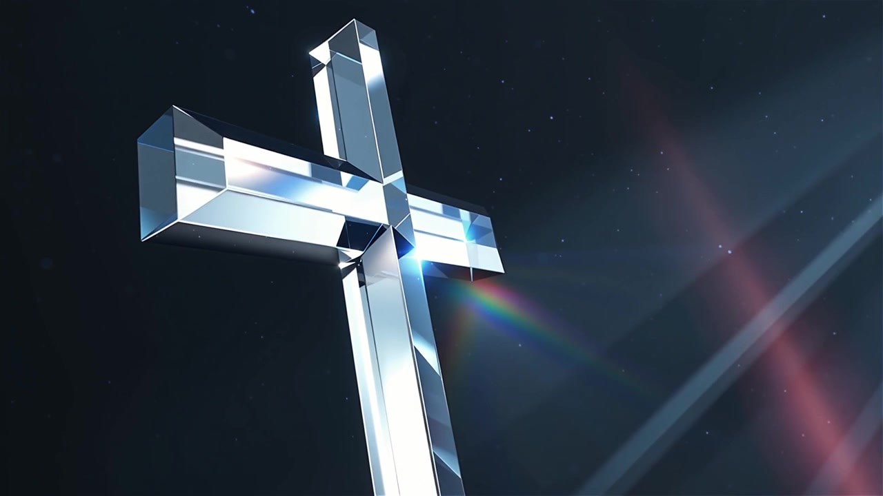 Croce Cristiana Luce Celestiale Sfondo per il Culto.