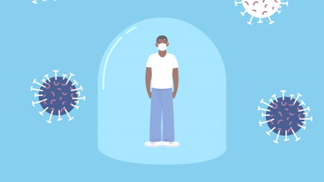 person in a protective bubble during a pandemic