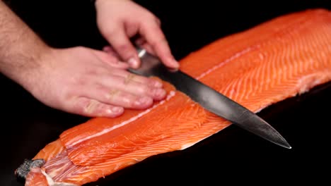 preparing a salmon fillet