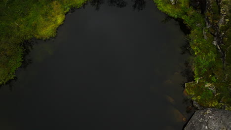 Lago-Profundo-Y-Oscuro-En-El-Bosque-De-Montaña