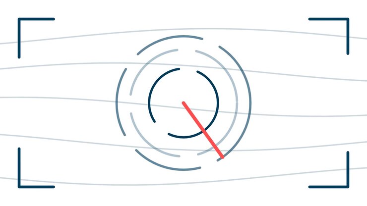 Abstract Motion Graphic of Rotating Red Needle on Circular Gauge