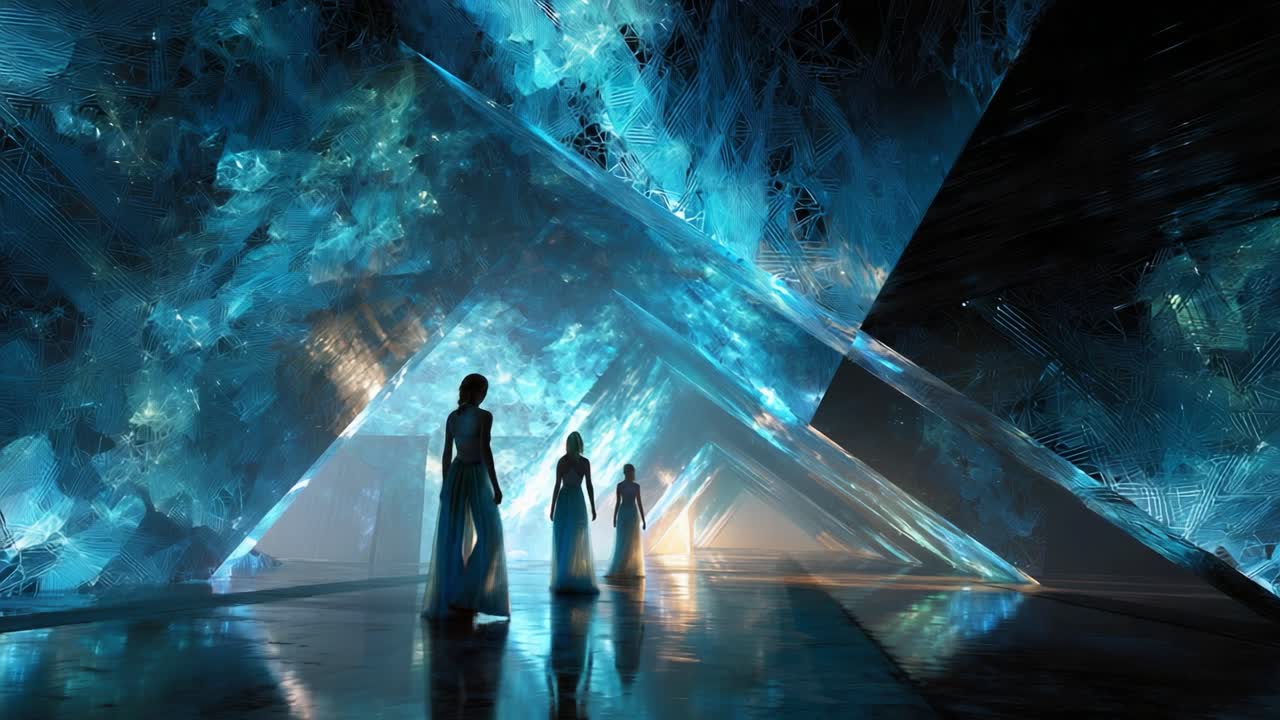 Futuristic Geometric Architecture with Women