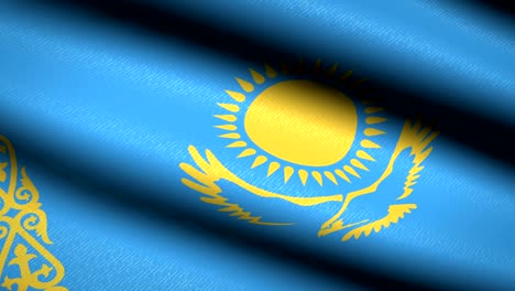 kazakhstan flag waving textile textured background. seamless loop animation. full screen. slow motion. 4k video