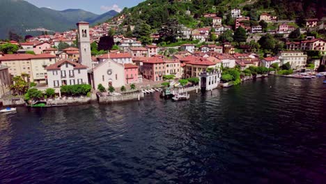 El-Colorido-Pueblo-De-Torno,-En-El-Lago-Como-Revelación-Aérea,-Italia