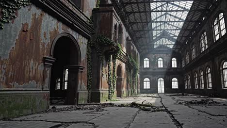 abandoned industrial building with ivy