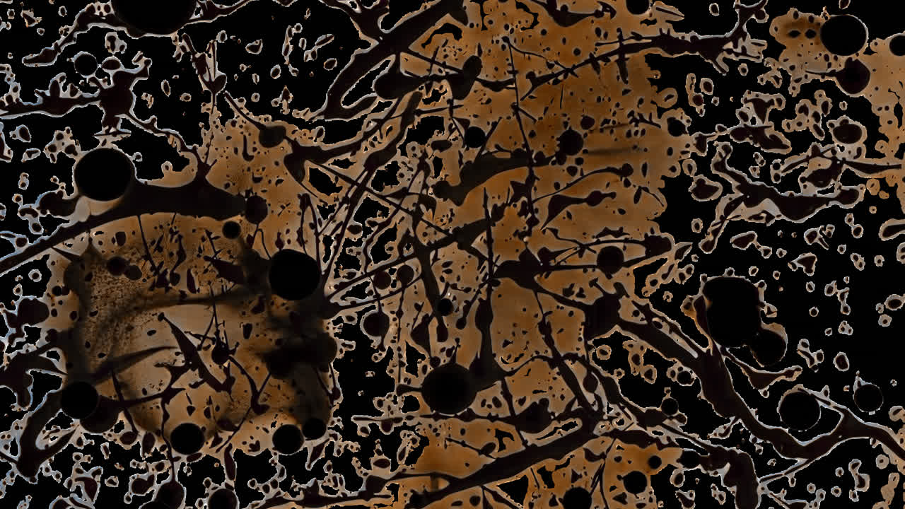 Abstract black splatter art animated overlay, transparent 4K video, alpha channel, ProRes 4444