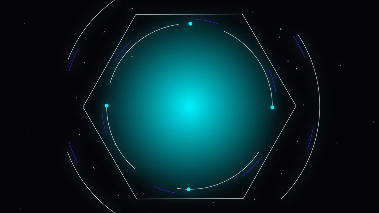 Abstract Motion Graphics with Rotating Hexagon and Glowing Light