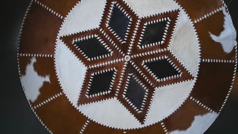 round carpet made of cowhide leather