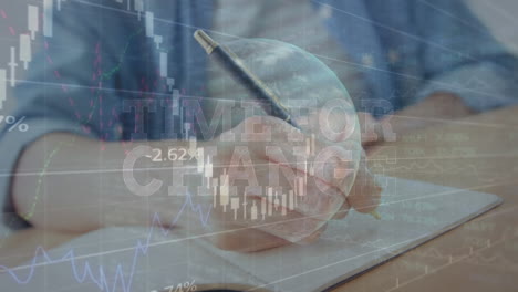 animación del procesamiento de datos financieros a través de la escritura humana