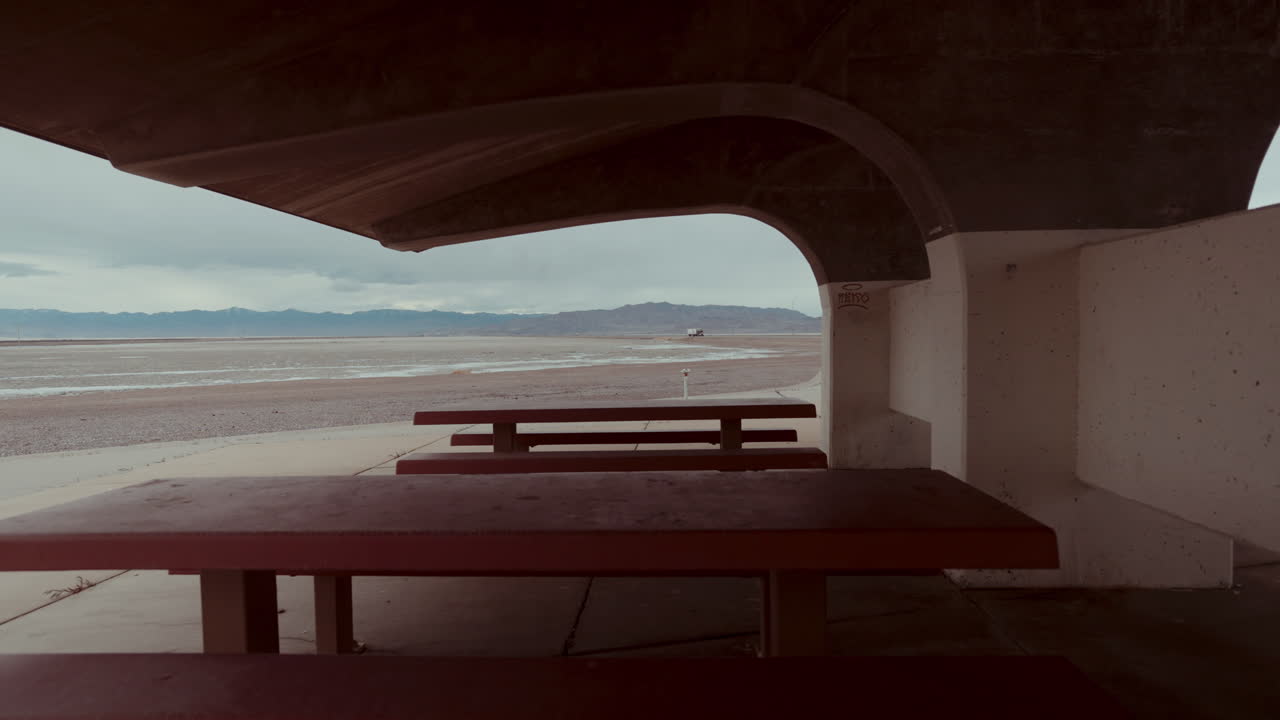 Empty Picnic Area in a Desert Landscape