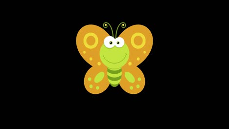 green butterfly cartoon character flying loop