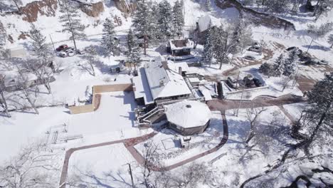 boulder canyon lodge property - winter - aerial drone footage