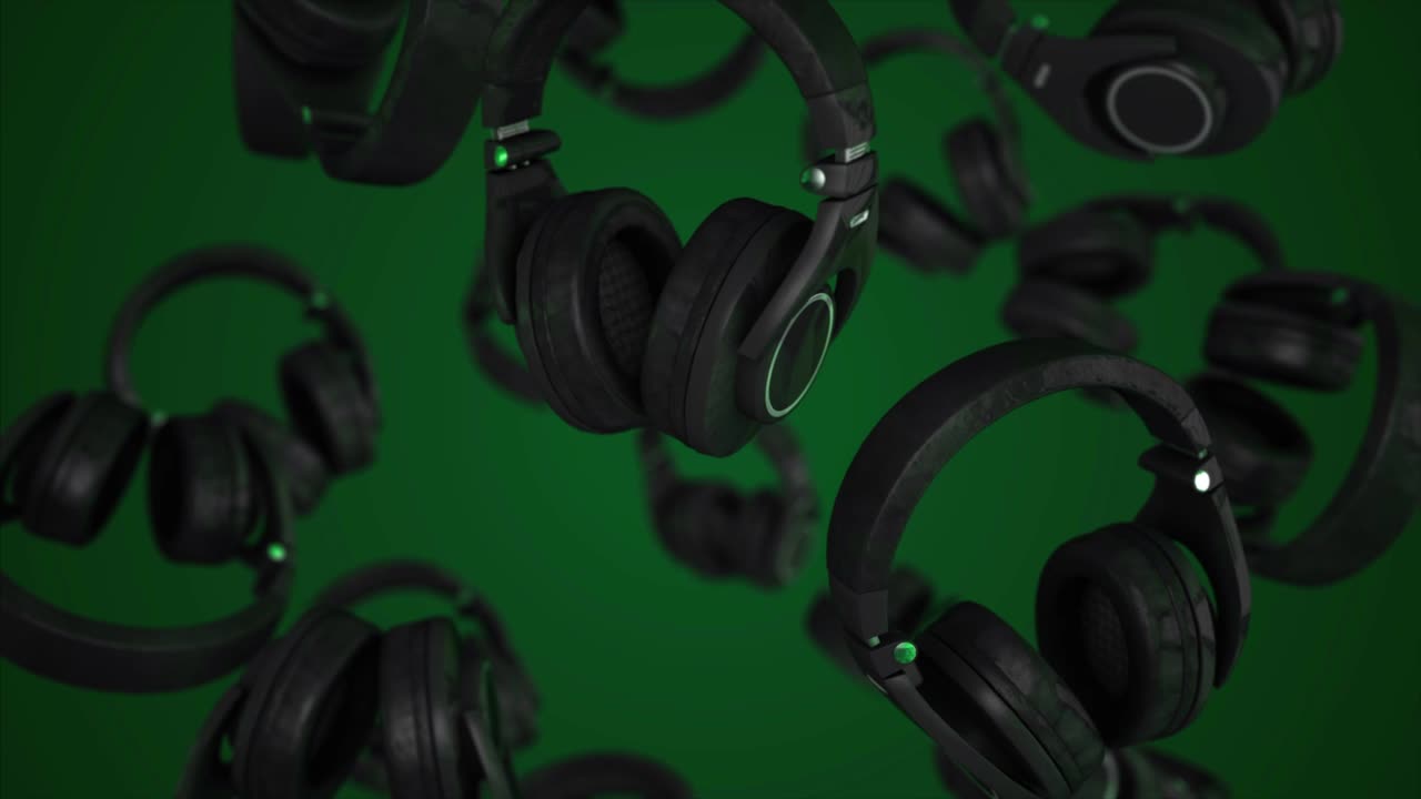 auriculares en un fondo abstracto. vibraciones musicales. estilo de dj. animación de auriculares