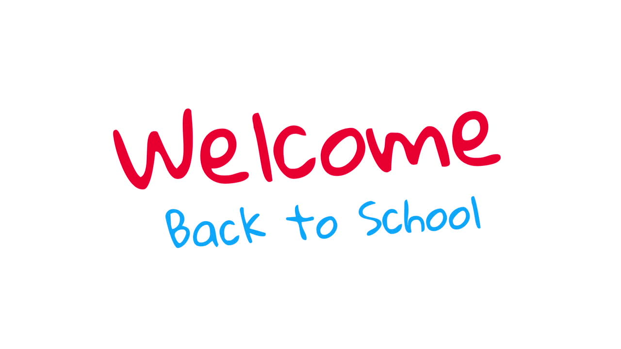Welcome back to school handwritten on white background