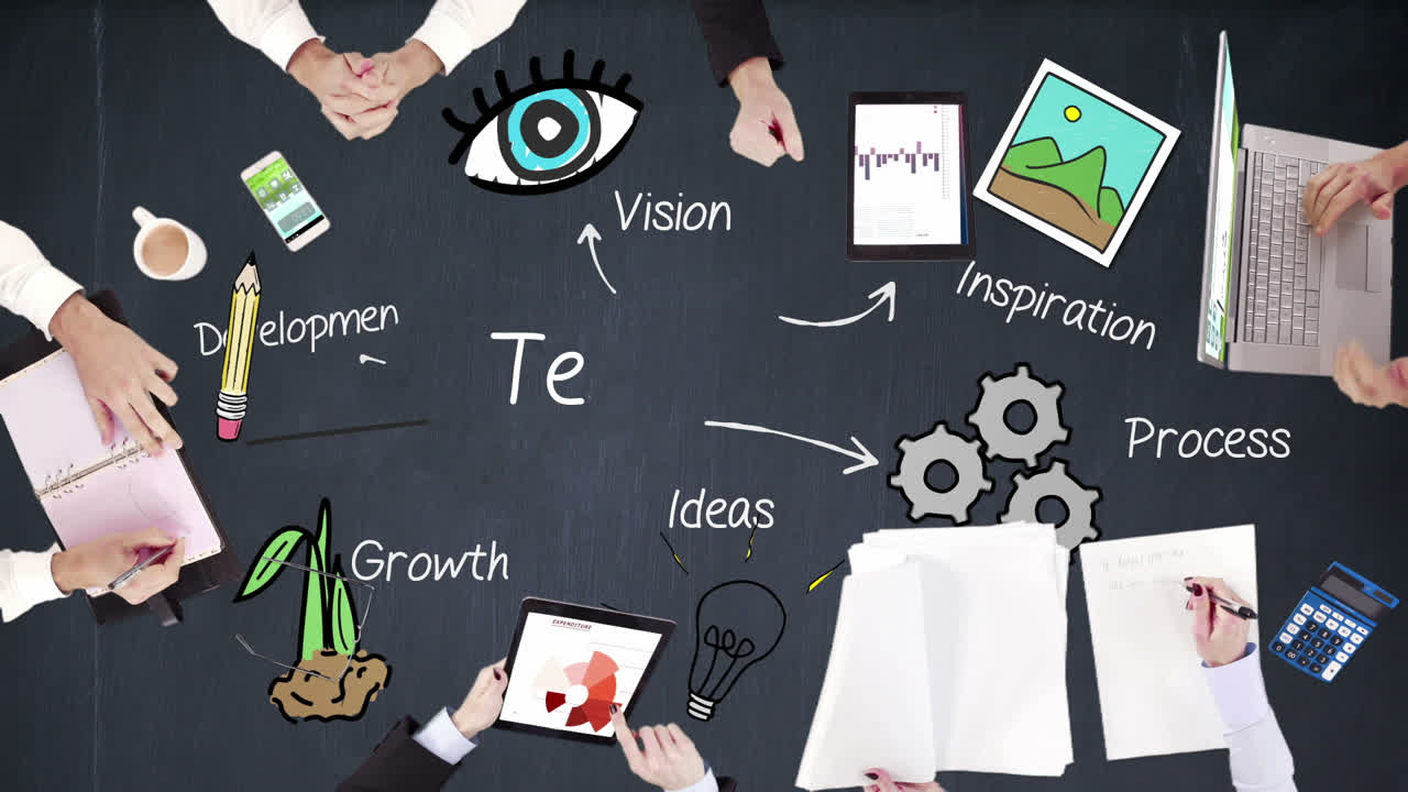 사업가 들 의 손 이 일 하고 있다