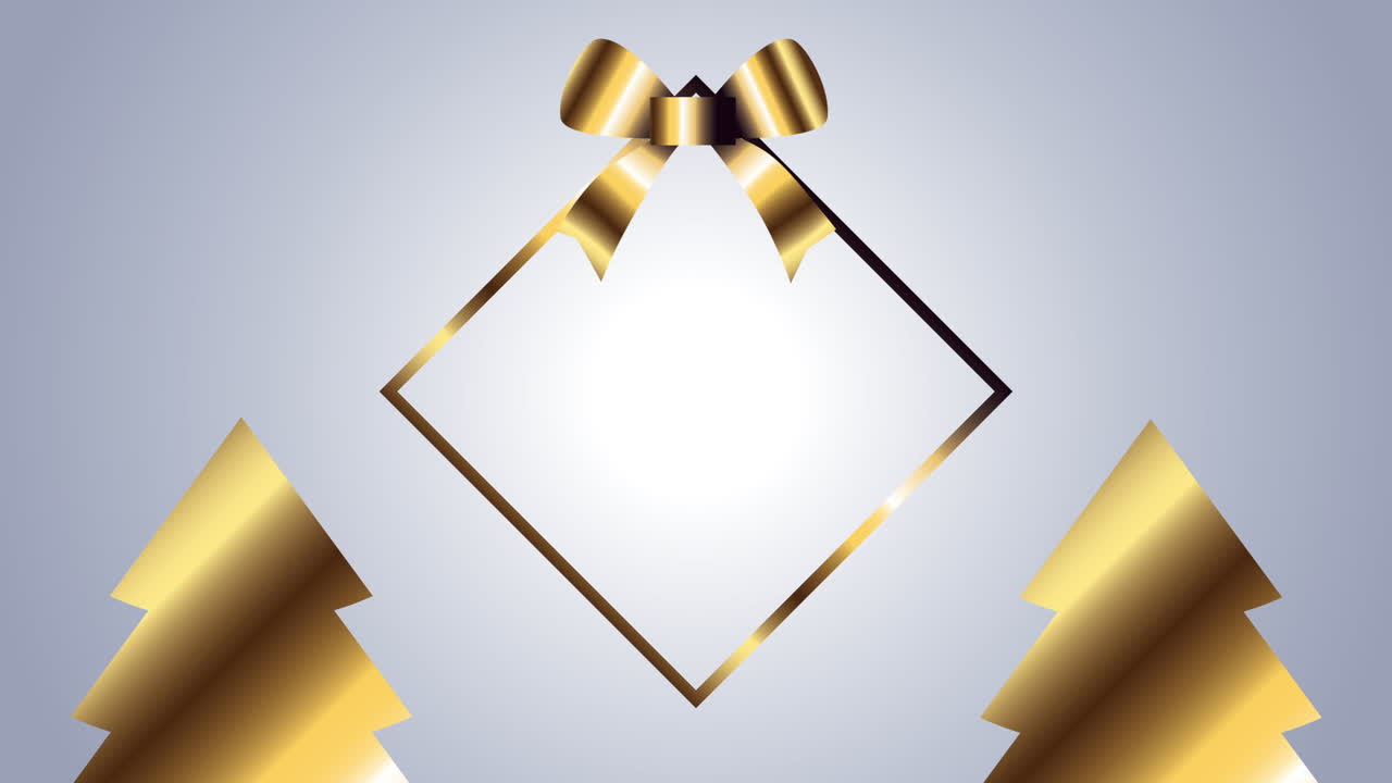 marco de navidad dorado con cinta