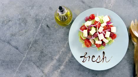 salad with text in plate