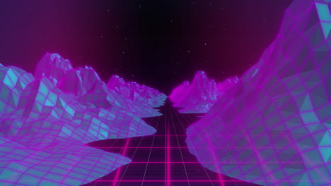 animación del paisaje de neón sobre la cuadrícula del metaverso.