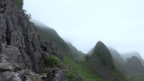 the beautiful winding roads of the famous ma pi leng pass in the misty mountains of northern vietnam