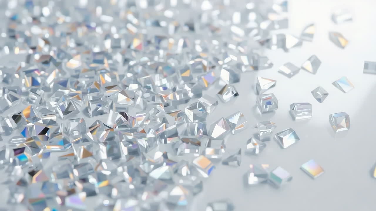 Close-up of Sparkling Clear Crystals or Diamonds