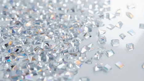 close-up of sparkling clear crystals or diamonds