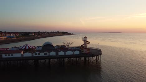 a beautiful summers evening on the kent coast overlooking a quiet pier