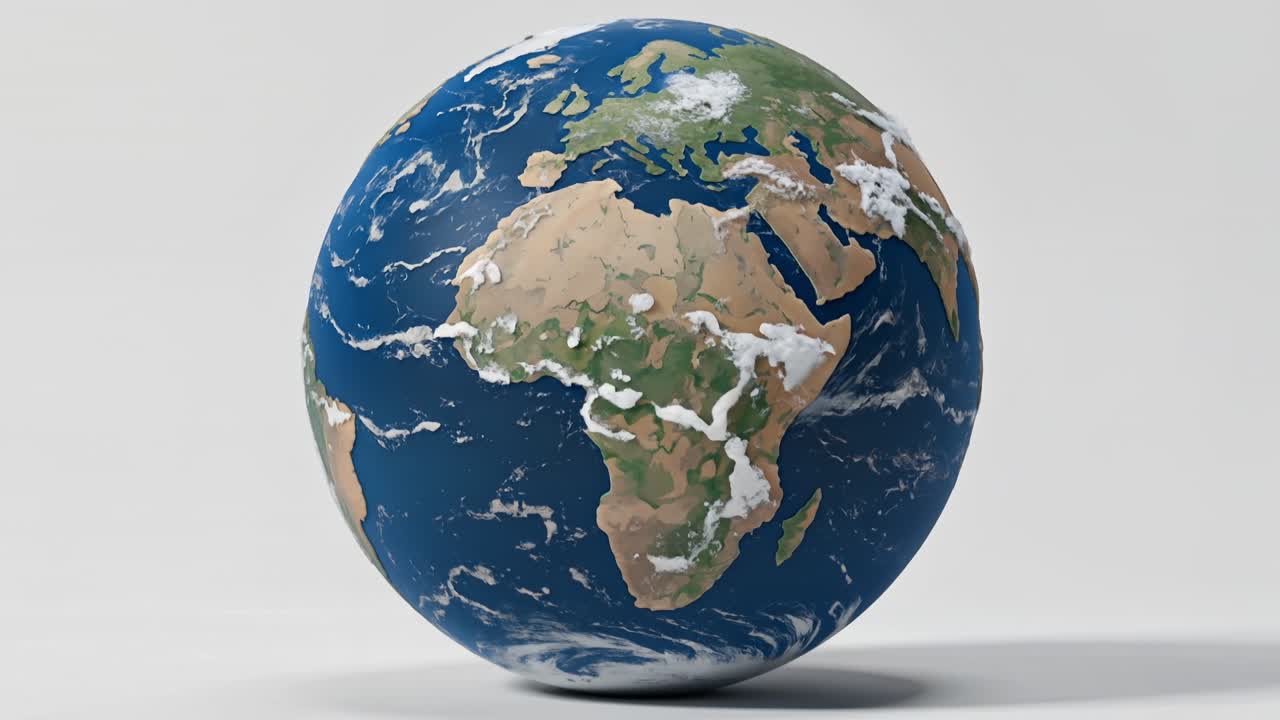Realistic 3D model of planet Earth isolated on a white background representing global connectivity and environmental awareness