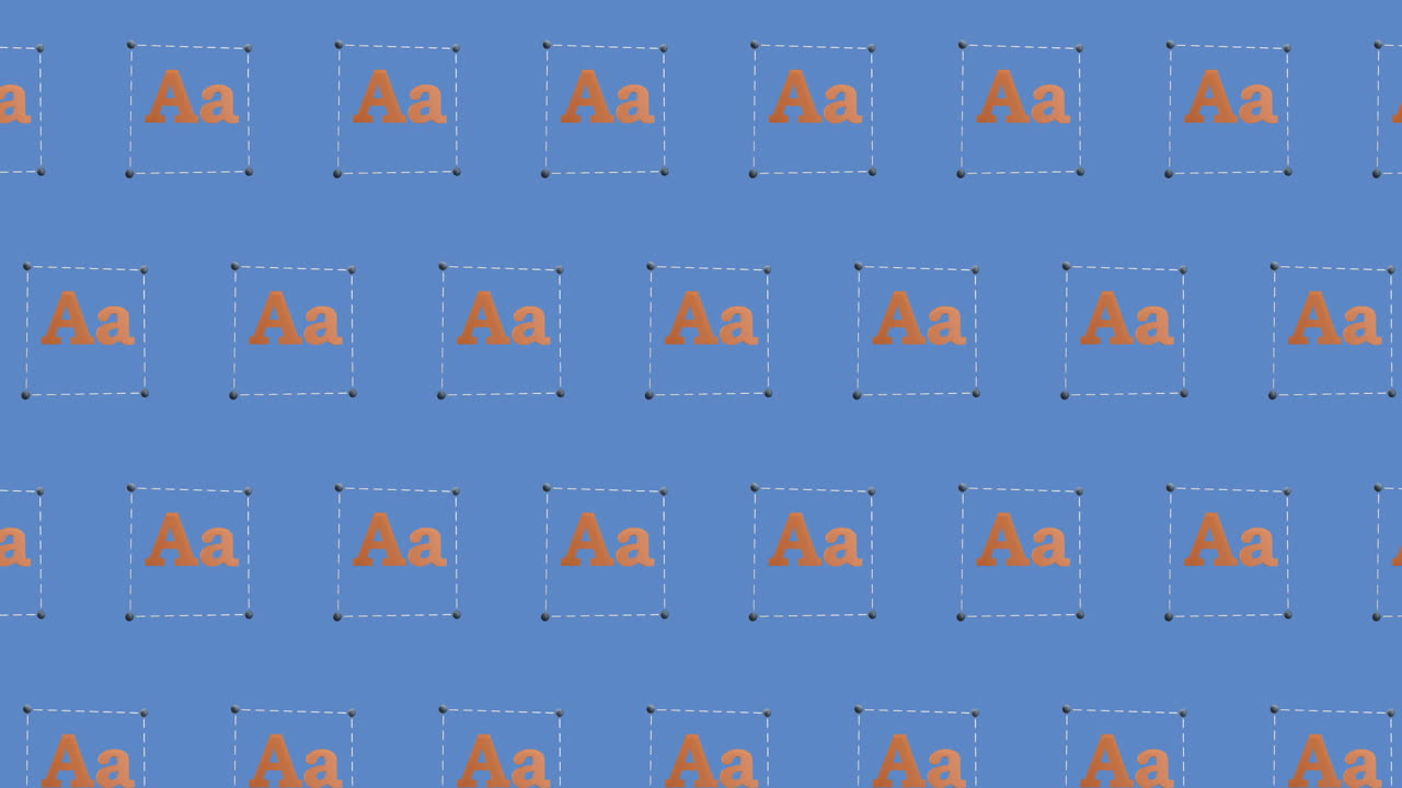 animación de filas de un patrón de letras que se mueven sobre un fondo azul