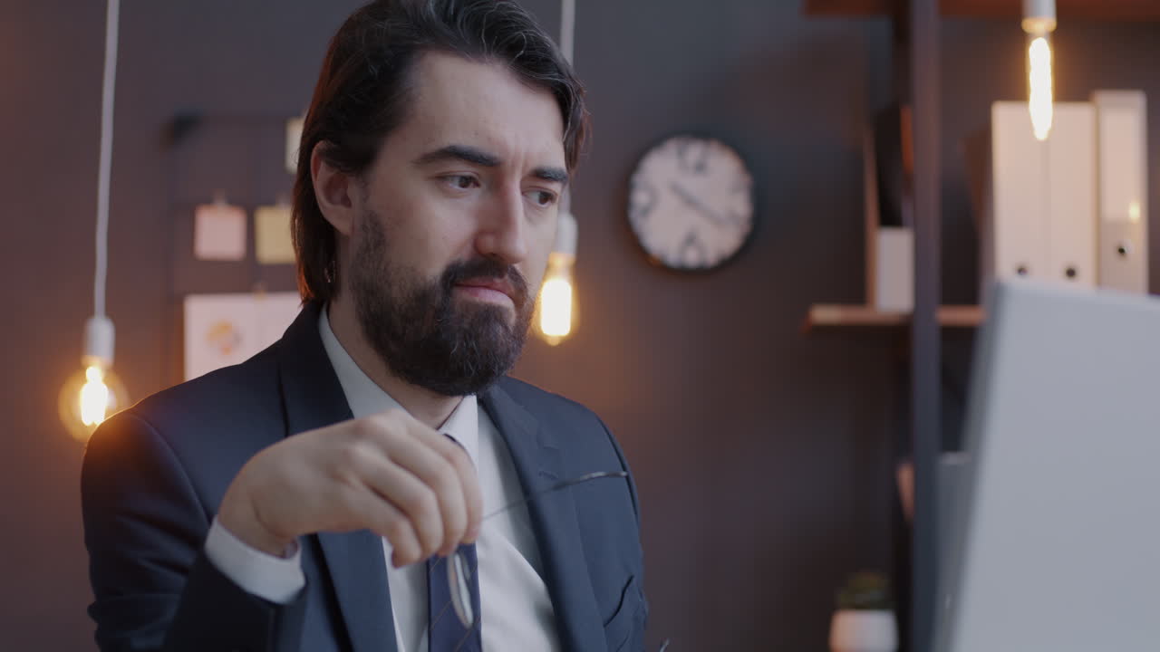 Businessman looking at a laptop