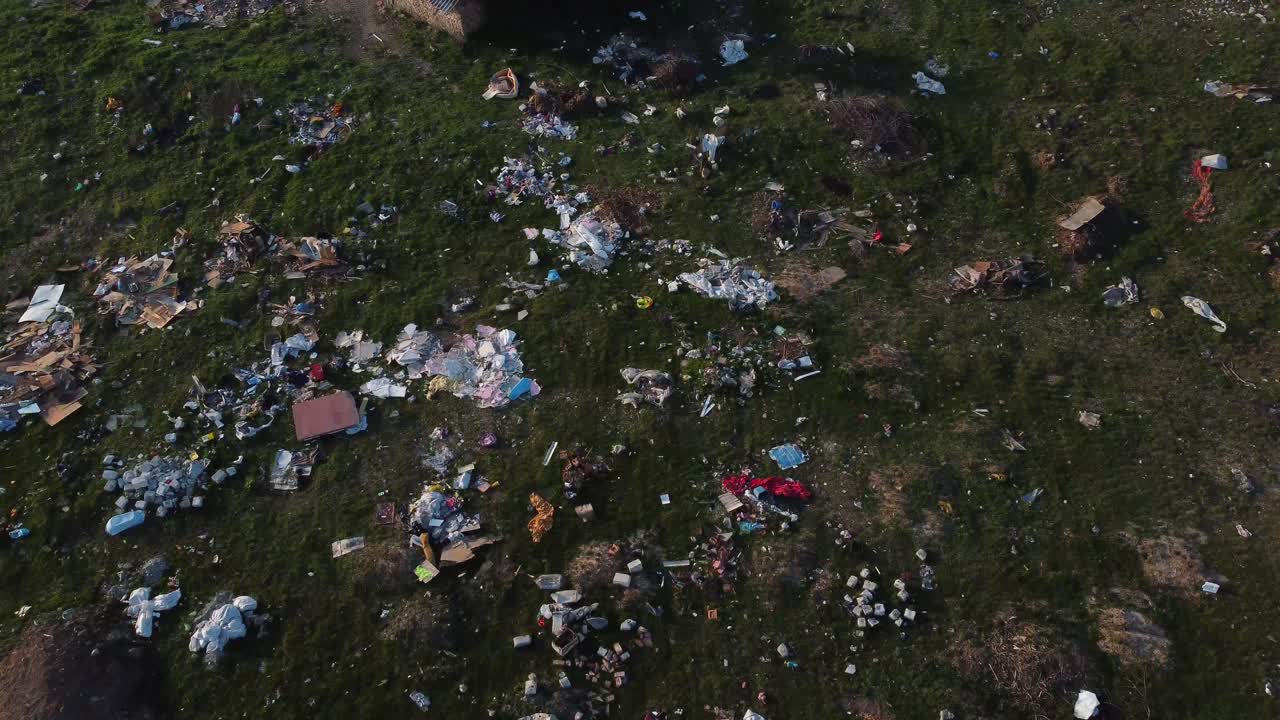 Aerial View Of Field Full Of Garbage