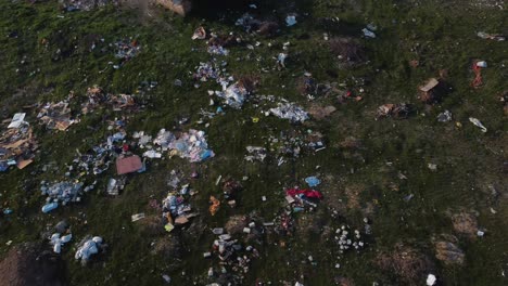 aerial view of field full of garbage