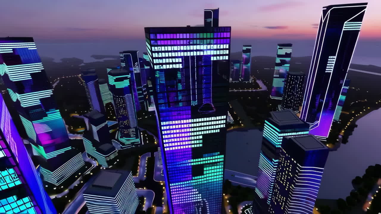 Futuristic Night City Skyline
