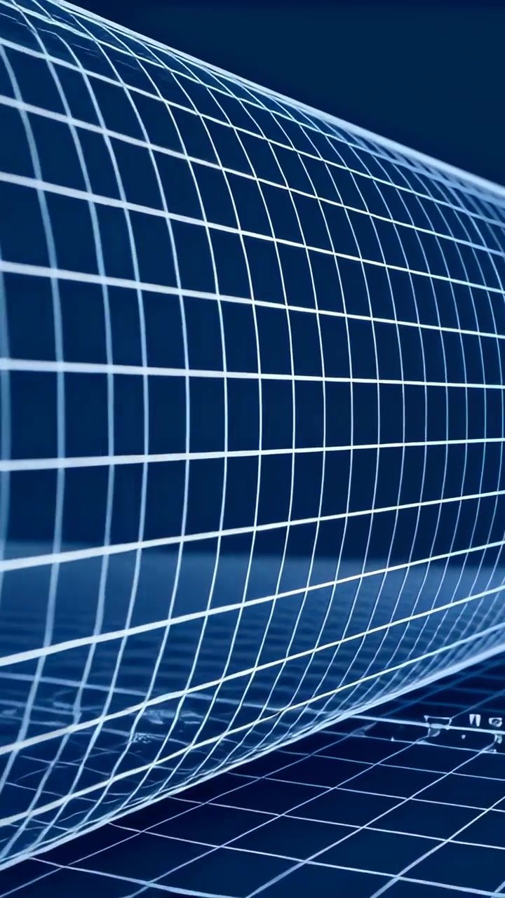 Vertical video: Animating glowing wire cylinder rotating in 3D studio, showing curvature and grid