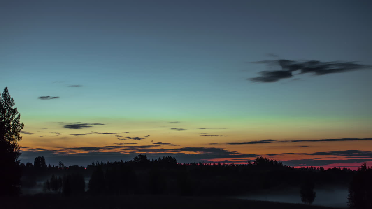 Sunset Time lapse With Moving Clouds Dramatic Sky With Moving Clouds Over Silhouette Of Trees Landscape