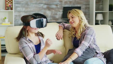 excited little girl about her virtual reality headset