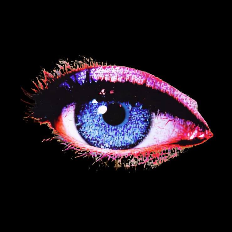 Vibrant artistic eye illustration animation isolated asset, transparent 4K video, alpha channel