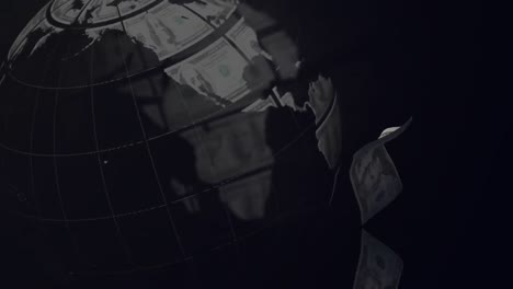 Animation-of-spinning-money-earth-globe-