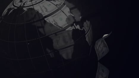 animation of spinning money earth globe