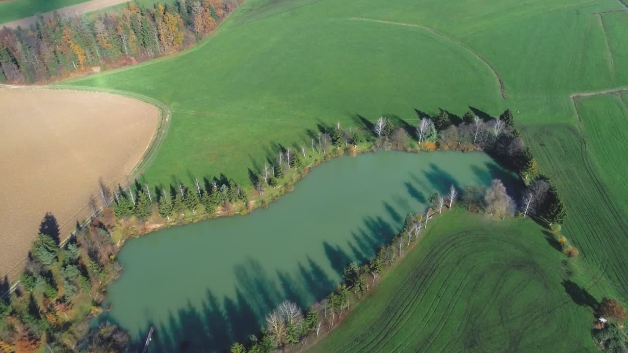Aerial view of small lake in Bosnia