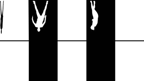 silhouettes of people hanging upside down