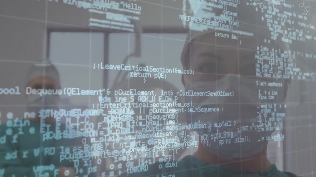 animación del procesamiento de datos sobre diversos cirujanos en el hospital