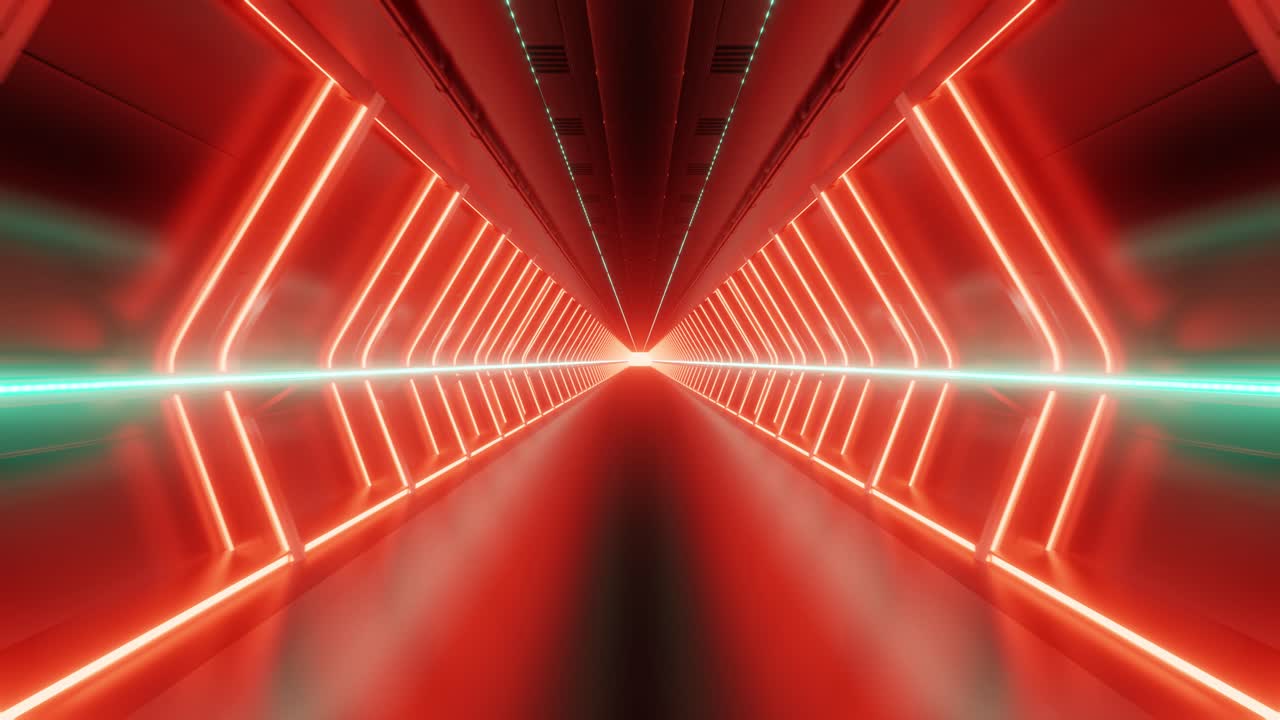 3D loop animation of illuminated futuristic tunnel, sci fi background