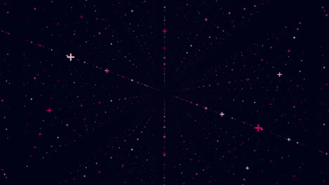 volar cruces de colores y brillos en la galaxia oscura