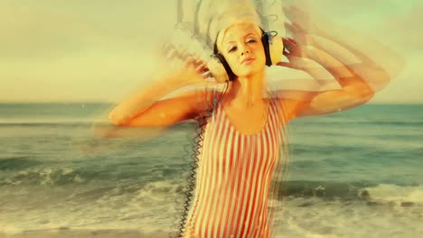 señora playa bailando 48