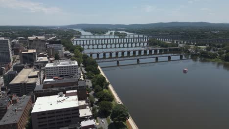 historical cityscape with river, skyline, architecture