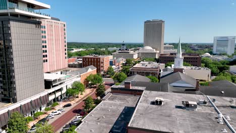 aerial of tallahassee florida downtown with capital in background