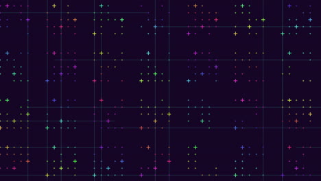 colorful dots form a connected grid on black background