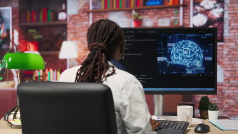 admin writing artificial intelligence code on computer