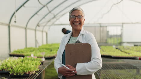 scientist, woman and checklist of greenhouse