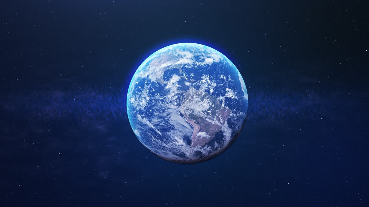 宇宙から見た回転する地球のアニメーション、街の明かり、ヨーロッパでの停電、ブラックアウト
